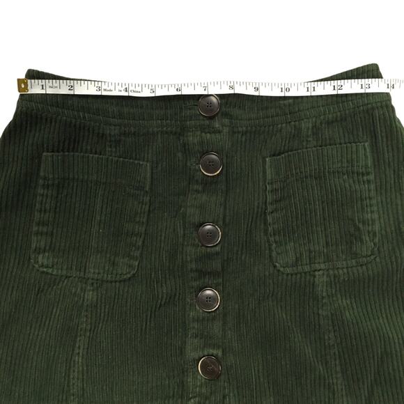 Zara Trafaluc Skirt Corduroy Ribbed Mini Skirt Button Detail Green Women's Small - Picture 2 of 8